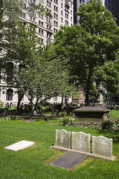 Dreifaltigkeitskirche Friedhof  untere Manhattan  New York City  New York  Vereinigte Staaten von Amerika  Nordamerika