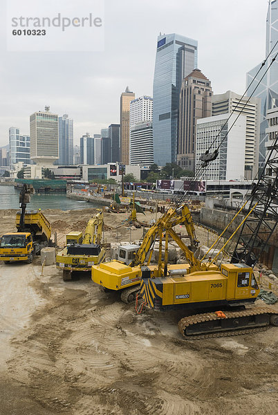 Land Reclamation projects auf den Weg in Central  Hong Kong Island  Hongkong  China  Asien