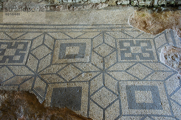 Teil der Mosaikboden  Fishbourne Roman Palace  in der Nähe von Chichester  Sussex  England  Vereinigtes Königreich  Europa