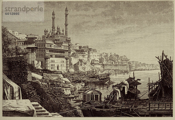 Eine Gravur des 19. Jahrhunderts von Varanasi (Benares)  Uttar Pradesh  Indien  Asien