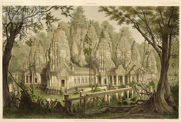 Stich von der Bayon aus Exploration de L'indo-Chine von Delaporte  Kambodscha  Indochina  Südostasien  Asien