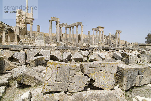 Antike römische Stadt Thugga (Dougga)  UNESCO Weltkulturerbe  Tunesien  Nordafrika  Afrika