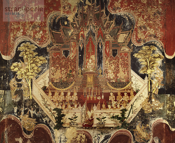 Szene aus dem Nemi Jataka aus dem 19. Jahrhundert  Wat Suwannaram  Thonburi  Thailand  Südostasien  Asien