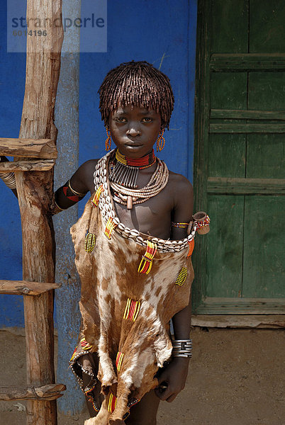 Hamer Mädchen  Turmi Markt  Äthiopien  Afrika