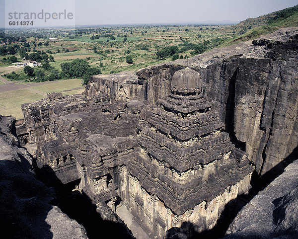 Der Kailasanatha-Tempel aus dem 8. Jahrhundert  Ellora  UNESCO-Weltkulturerbe  Maharashtra  Indien  Asien