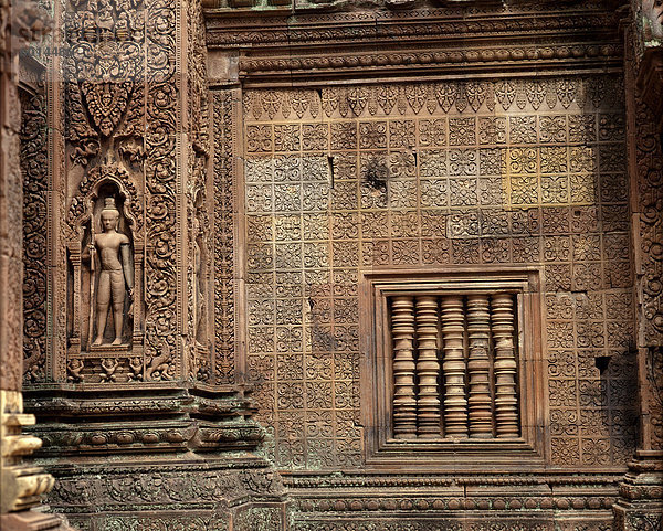 Banteay Srei  aus der zweiten Hälfte des 10. Jahrhunderts  Angkor  UNESCO Weltkulturerbe  Kambodscha  Indochina  Südostasien  Asien