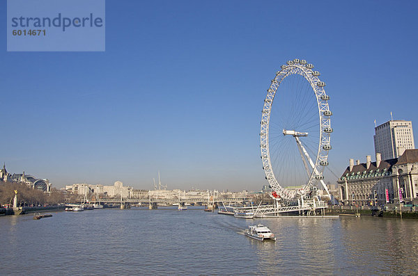 London Eye und die Themse  London  England  Vereinigtes Königreich  Europa