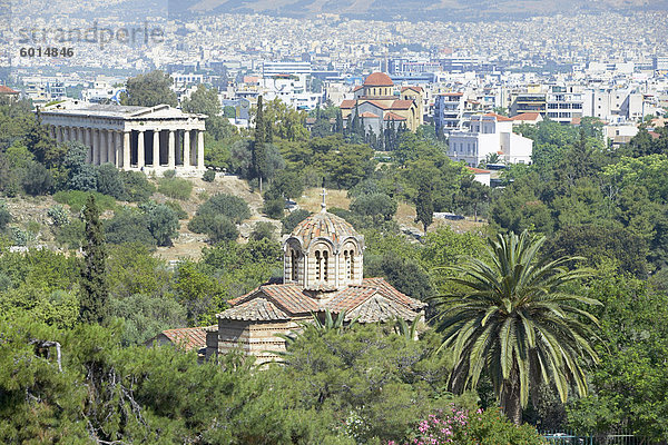 Tempel des Hephaistos und der antiken Agora  Athen  Griechenland  Europa
