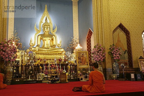 Bangkok Hauptstadt Gebet Marmor Südostasien Asien Buddha Mönch Thailand