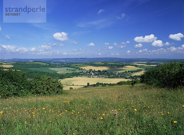 Süd Harting aus der South Downs Way  Harting unten  West Sussex  England  Vereinigtes Königreich  Europa