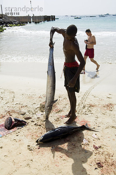 Strand fangen bringen Insel Afrika Fischer Speisesalz Salz