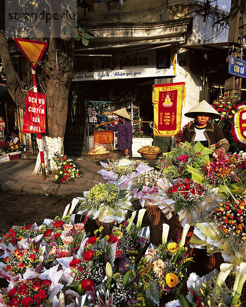 Blume Marktstände  Hanoi  Vietnam  Indochina  Südostasien  Asien