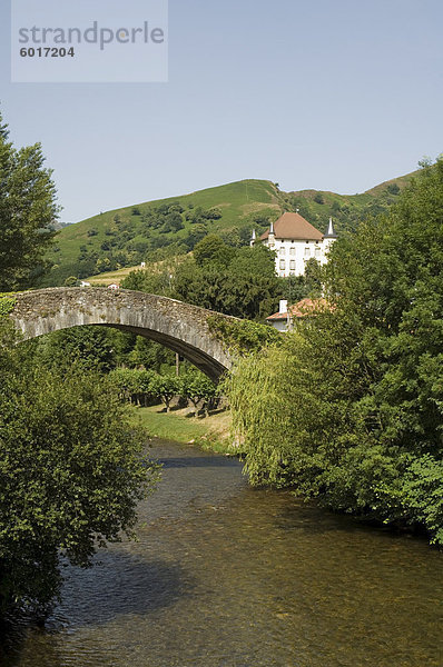 Der Fluss Nive  St. Etienne de Baigorry  baskische Land  Pyrenees-Atlantiques  Aquitaine  Frankreich  Europa