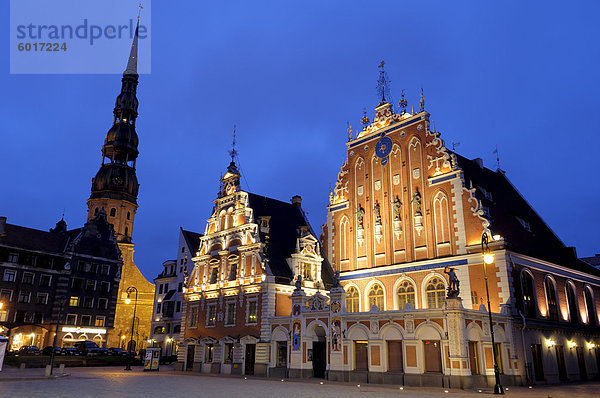 Europa Wohnhaus Nacht Riga Hauptstadt Lettland Rathausplatz
