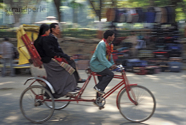 Trishaw Fahrgäste befördern  in Bodhgaya  Bihar Zustand  Indien  Asien