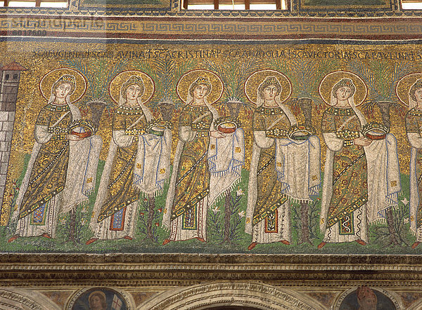 Das 6. Jahrhundert Mosaiken in der Basilika von Sant'Apollinare Nuovo  Ravenna  UNESCO Weltkulturerbe  Emilia-Romagna  Italien  Europa