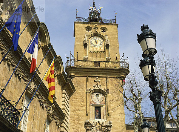 Rathaus und Uhrturm  Aix de Provence  Provence  Frankreich  Europa