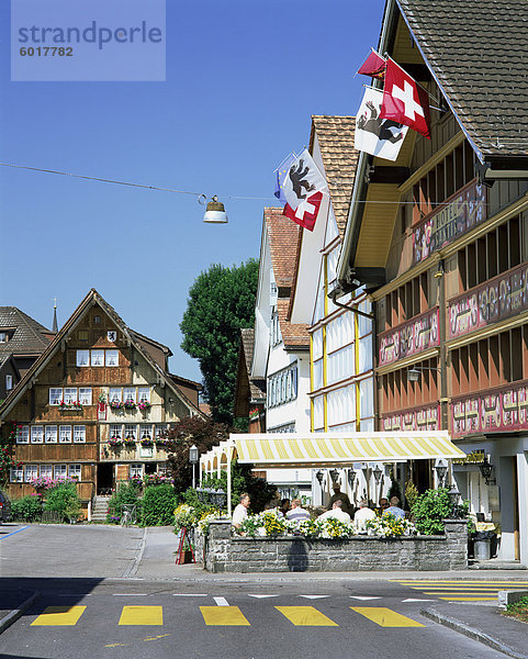 Bemalte Fassaden am Hauptgasse  Appenzell  Appenzellerland  Schweiz  Europa