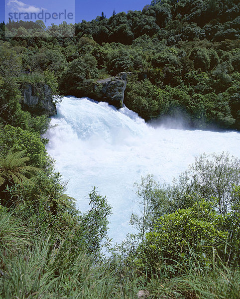 Die Huka Falls  bekannt als Hukanui (große Körper Spray) in Maori  10 m hoch  62000 Liter Wasser pro Sekunde am Gipfel Mal  Waikato River  South Auckland  Nordinsel  Neuseeland  Pazifik