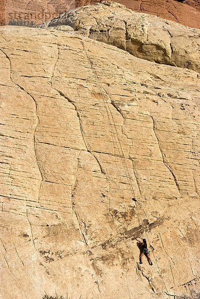 Felsen Kletterer  Red Rock National Conservation Area  Las Vegas  Nevada  Vereinigte Staaten von Amerika  Nordamerika
