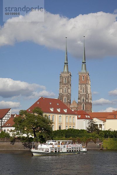 Fluß Odra (River Oder) und Kathedrale  Altstadt  Wroclaw  Polen  Europa