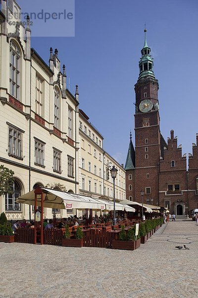 Marktplatz und Rathaus  Altstadt  Wroclaw  Polen  Europa