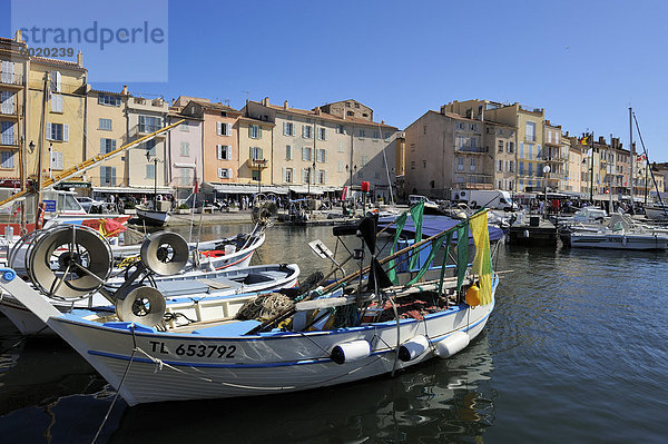 Fischerboote im Hafen von Vieux Port  St. Tropez  Var  Provence  Cote d ' Azur  Frankreich  Mediterranean  Europa