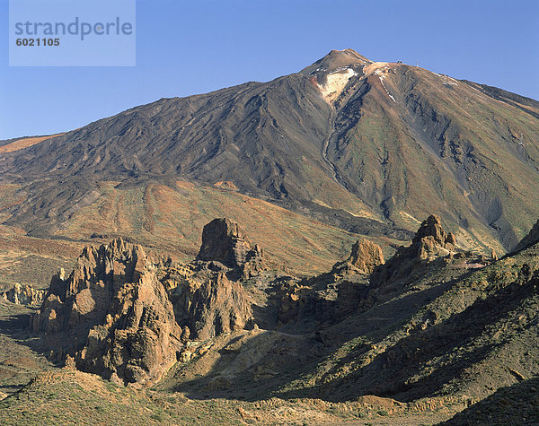 Felsen und Gipfel von Mount Teide von Llano de Ucanca  auf Teneriffa  Kanarische Inseln  Spanien  Atlantik  Europa