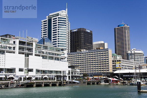 Fürsten-Wharf und City-Skyline  Central Business District  Auckland  Nordinsel  Neuseeland  Pazifik
