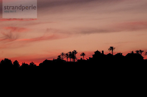 Skyline silhouetted in den Abendhimmel  Algarve  Portugal  Europa