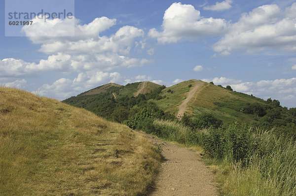 Wanderweg entlang des Hauptkamms der Malvern Hills  Worcestershire  Midlands  England  Vereinigtes Königreich  Europa