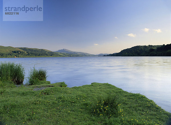 Bala Lake an einem ruhigen Sommerabend  Gwynedd  Wales  Vereinigtes Königreich  Europa