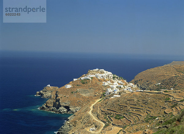 Europa Hügel Küste Dorf Veranda Kykladen Griechenland Griechische Inseln Kastro Sifnos