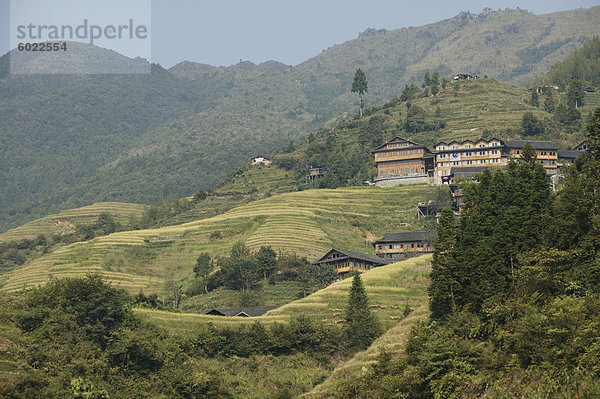 Dorf von Pin Gan  terrassierte Longsheng Reisfeldern  Guilin  Provinz Guangxi  China  Asien