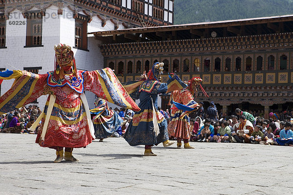 Buddhistische Festival (Tsechu)  Trashi Chhoe Dzong  Thimphu  Bhutan  Asien