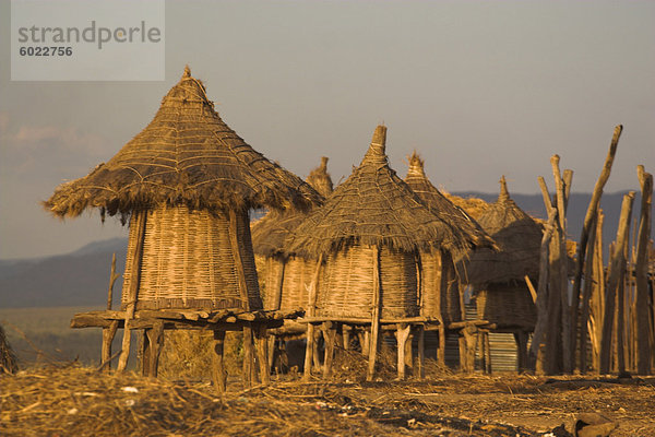 Kolcho Dorf  unteren Omo-Tal  Äthiopien  Afrika