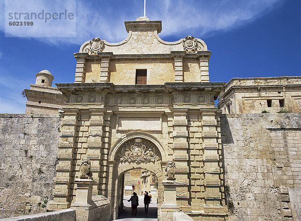 Das Haupttor der antiken Stadt Mdina  Malta  Europa