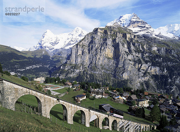 Murren  Eiger  Monch und Jungfrau  Berner Oberland  Schweiz  Europa