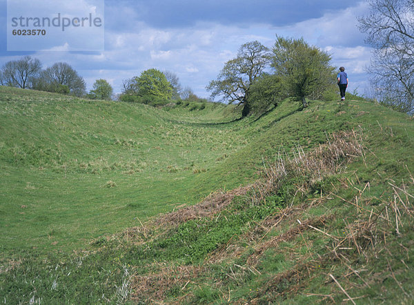 Hill Fort und Walker  Croft Ambrey  verwaltet von National Trust  Herefordshire  England  Vereinigtes Königreich  Europa