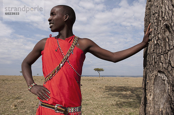 Masai Mann  Masai Mara  Kenia  Ostafrika  Afrika