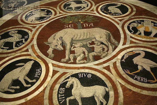 Romulus und Remus in Marmor arbeiten im Duomo di Siena  Siena  Toskana  Italien  Europa