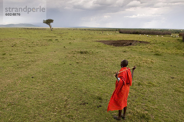 Masai Mann  Masai Mara  Kenia  Ostafrika  Afrika