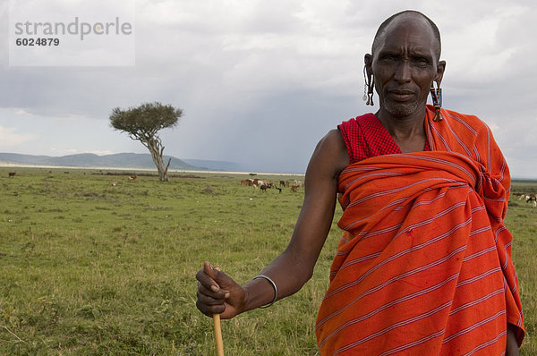 Masai Mann  Masai Mara  Kenia  Ostafrika  Afrika