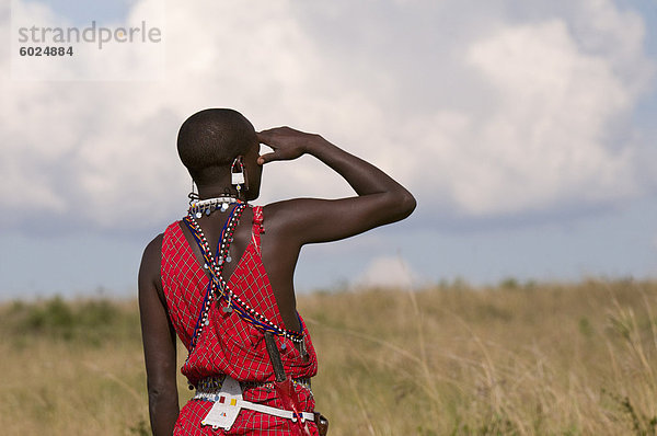 Masai Mann  Masai Mara  Kenia  Ostafrika  Afrika