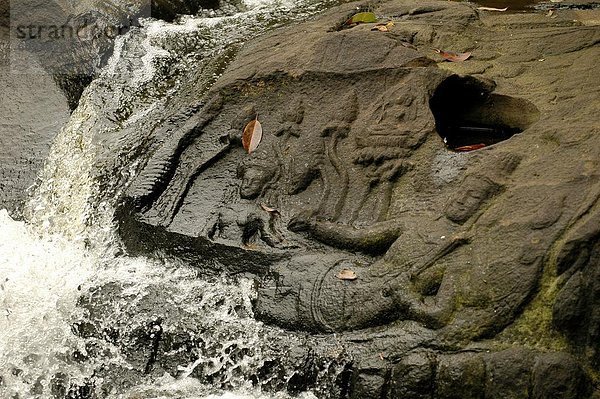 Kbal Spean buddhistischen Fluss Skulpturen  Siem Reap  Kambodscha  Indochina  Südostasien  Asien