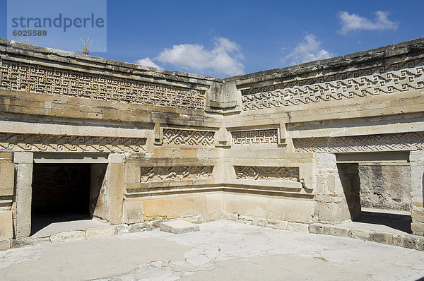 Phantastische geometrische Carving  Palast der die Spalten  Mitla  alten mixtekischen Website  Oaxaca  Mexiko  Nordamerika