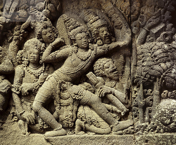 Relief von Rama  der Held des Ramayana  Loro Jongrang  Prambanan  UNESCO Weltkulturerbe  Java  Indonesien  Südostasien  Asien