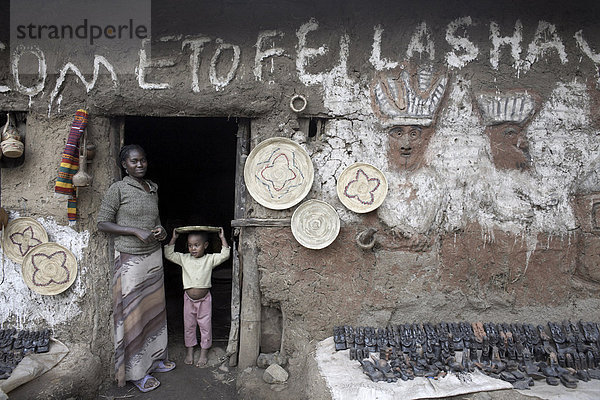 Das Dorf Wolleka  Heimat der Falashas oder äthiopische Juden  in der Nähe von Gondar  Äthiopien  Afrika Zuhause von