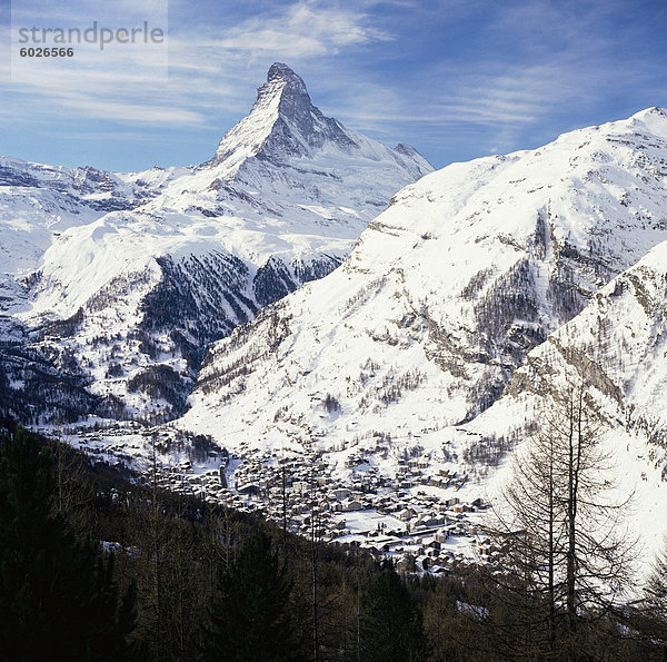 Das Matterhorn  Zermatt  Schweizer Alpen  Schweiz  Europa
