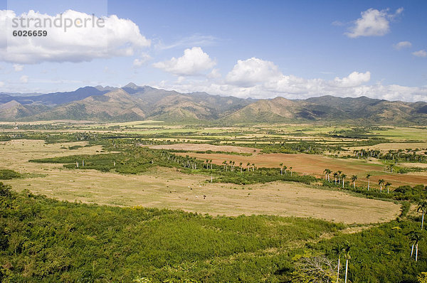Zuckerrohr-Felder und die Escambray Berge  Sancti Spiritus  in der Nähe von Trinidad  Kuba  Westindische Inseln  Mittelamerika